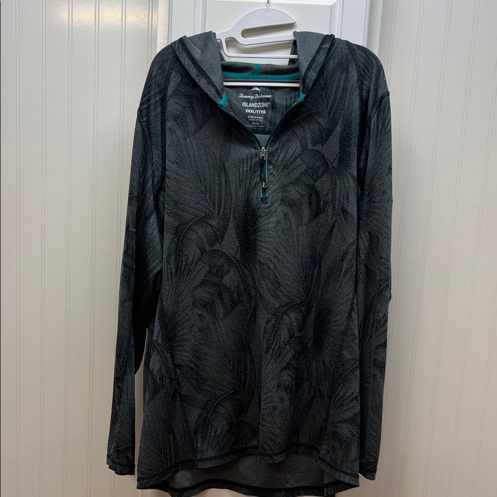 Tommy Bahama IslandZone Black and Teal Quarter-Zip Pullover